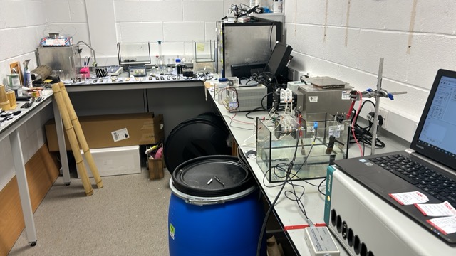 Desk and equipment in lab