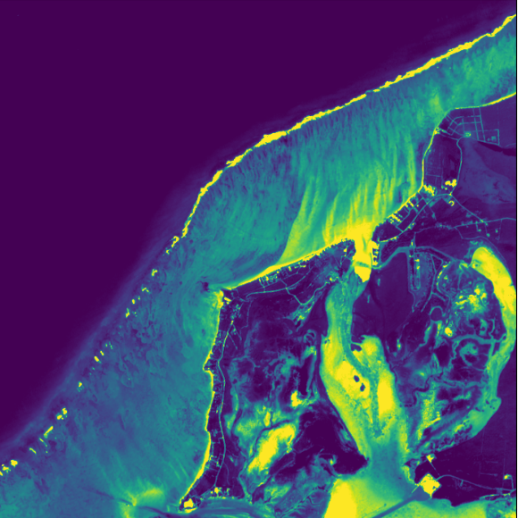 Satellite-derived map of the seabed and shallows at the Turks and Caicos site